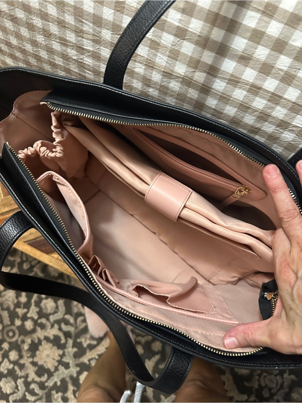 Poppy & Peonies Black Pebbled Tote - Picture 7 of 7